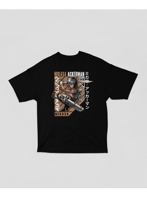 Mikasa Ackerman Attack On Titan Wiki Baskılı Unisex Oversize Anime Dizi Karakter Tişört