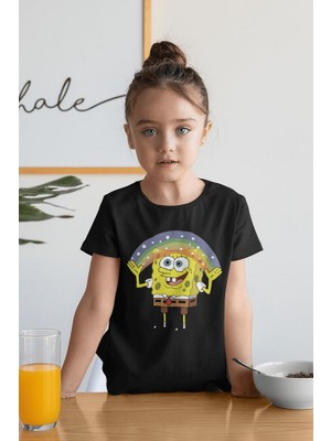 Süngerbob Baskılı Unisex Çizgi Film Çocuk Tişört (1-12 Yaş)