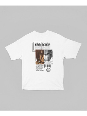 Eren Yeager Attack On Titan Baskılı Unisex Oversize Anime Dizi Karakter Tişört