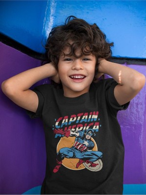 Tasarım Kaptan Amerika Baskılı Unisex Avengers Film Çocuk Tişört (1-12 Yaş)