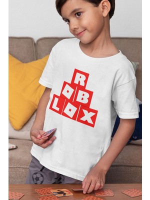 Tasarım Roblox Baskılı Unisex Oyun Çocuk Tişört (1-12 Yaş)