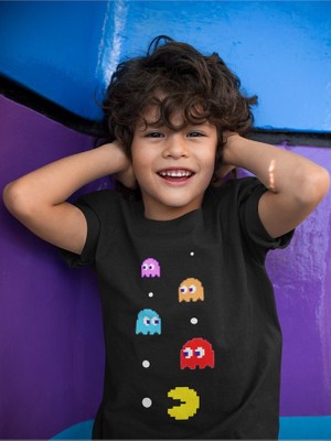 Pacman Baskılı Unisex Oyun Çocuk Tişört