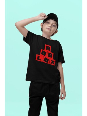 Tasarım Roblox Baskılı Unisex Oyun Çocuk Tişört (1-12 Yaş)