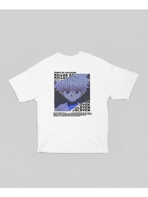 Killua Zoldyck Manga Baskılı Unisex Oversize Hunter x Hunter Anime Dizi Karakter Tişört