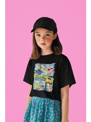 Süngerbob ve Patrick Baskılı Unisex Çizgi Film Çocuk Tişört (1-12 Yaş)