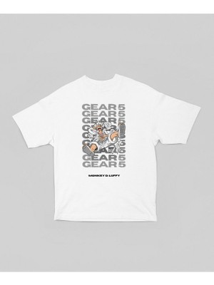 Tasarım Monkey D. Luffy Gear 5 Baskılı Unisex Oversize Anime Dizi Karakter Tişört