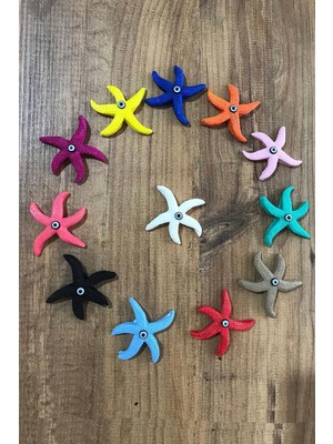 Çok Renkli Nazar Boncuklu Deniz Yıldızı 12'li Duvar Süsü, Dekoratif ve Yapışkanlı