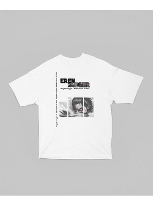 Eren Jeager Attack On Titan Baskılı Unisex Oversize Anime Dizi Karakter Tişört