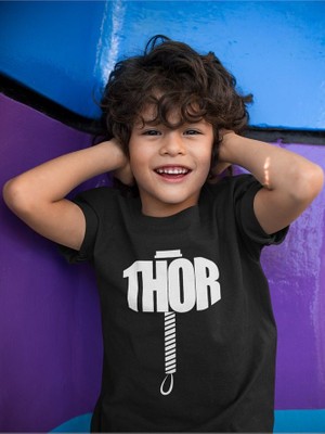 Thor Çekiç Baskılı Unisex Avengers Çocuk Tişört (1-12 Yaş)