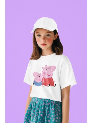 Peppa Pig Baskılı Unisex Çizgi Film Çocuk Tişört (1-12 Yaş)
