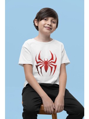 Örümcek Adam Logo Baskılı Unisex Çizgi Film Çocuk Tişört (1-12 Yaş)