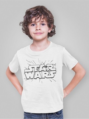 Star Wars Yıldız Savaşları Yazılı Unisex Film Çocuk Tişört (1-12 Yaş)