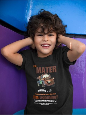 Im Mater Arabalar Çizgi Film Baskılı Unisex Şimşek Mcqueen Çocuk Tişört (1-12 Yaş)