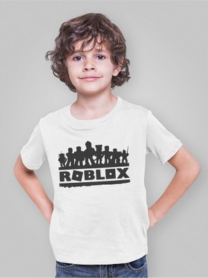 Tasarım Roblox Baskılı Unisex Oyun Çocuk Tişört (1-12 Yaş)
