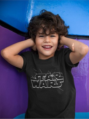 Star Wars Yıldız Savaşları Yazılı Unisex Film Çocuk Tişört (1-12 Yaş)