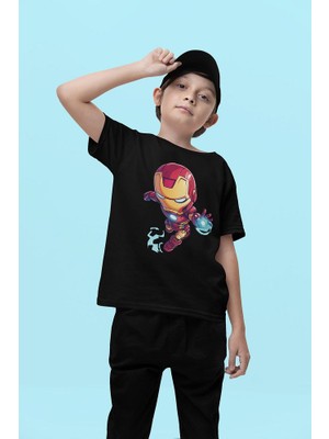 Tasarım Ironman Baskılı Unisex Demiradam Film Çocuk Tişört (1-12 Yaş)