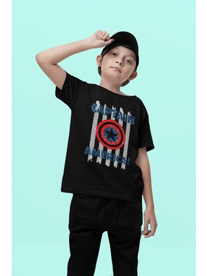 Kaptan Amerika Baskılı Unisex Avengers Film Çocuk Tişört (1-12 Yaş)