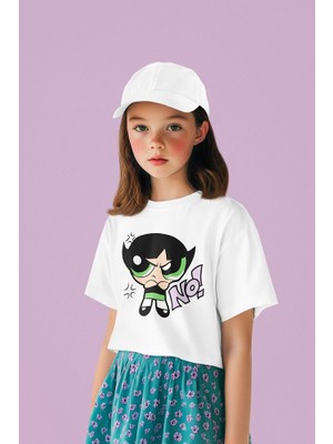 Power Puff Girls Buttercup Baskılı Unisex Çizgi Film Çocuk Tişört (1-12 Yaş)
