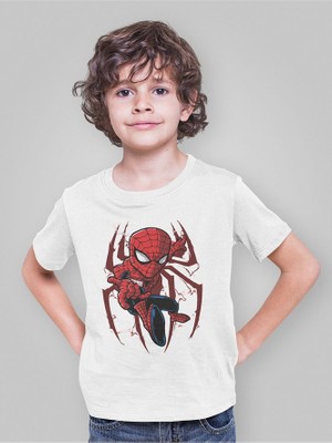 Süper Kahraman Örümcek Adam Baskılı Unisex Spider-Man Film Çocuk Tişört (1-12 Yaş)