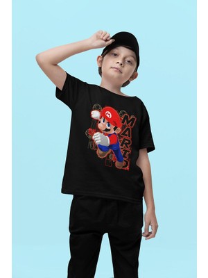 Süper Mario Baskılı Unisex Oyun Çocuk Tişört (1-12 Yaş)