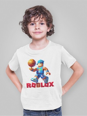 Roblox Basketbol Tasarım Baskılı Unisex Oyun Çocuk Tişört (3-12 Yaş)