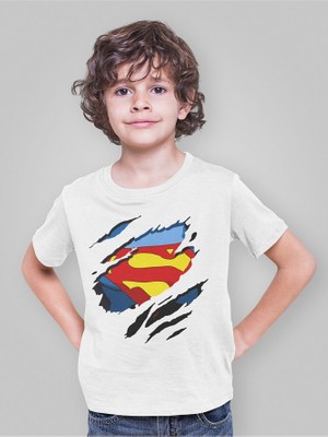 Süperman Kahraman Baskılı Unisex Film Çocuk Tişört (1-12 Yaş)