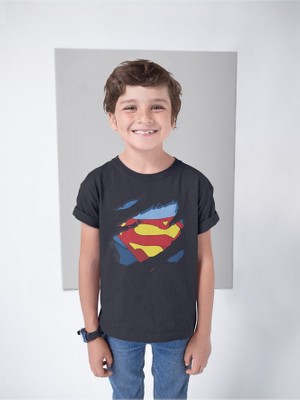Süperman Kahraman Baskılı Unisex Film Çocuk Tişört (1-12 Yaş)