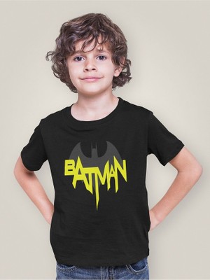 Tasarım Batman Baskılı Unisex Film Çocuk Tişört (1-12 Yaş)