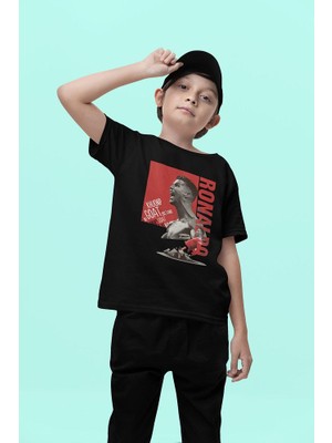 Goat Ronaldo Yazılı Unisex Efsane Futbolcu Baskılı Çocuk Tişört (1-12 Yaş)