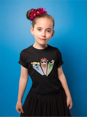 Power Puff Girls Baskılı Unisex Çizgi Film Çocuk Tişört (1-12 Yaş)