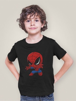 Örümcek Adam Kahraman Baskılı Unisex Film Çocuk Tişört (1-12 Yaş)