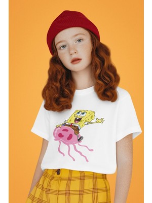Süngerbob Baskılı Unisex Çizgi Film Çocuk Tişört (1-12 Yaş)