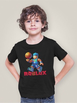 Roblox Basketbol Tasarım Baskılı Unisex Oyun Çocuk Tişört (3-12 Yaş)