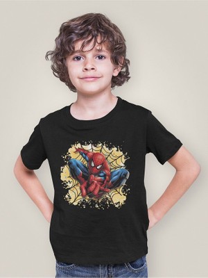 Spider-Man Kahraman Baskılı Unisex Örümcek Adam Film Çocuk Tişört (1-12 Yaş)