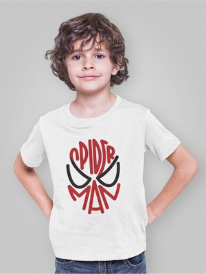 Spider-Man Maske Baskılı Unisex Örümcek Adam Film Çocuk Tişört (1-12 Yaş)