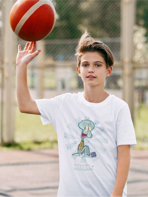 Süngerbob Squidward Baskılı Unisex Çizgi Film Çocuk Tişört (1-12 Yaş)