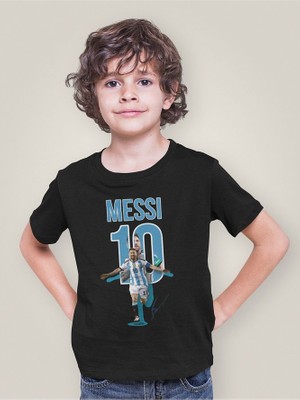 Messi 10 Baskılı Unisex Futbolcu Çocuk Tişört (1-12 Yaş)