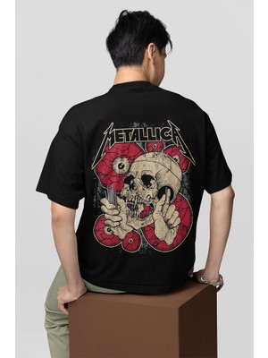 Metallica Rock Metal Baskılı Unisex Oversize Müzik Grubu Tişört