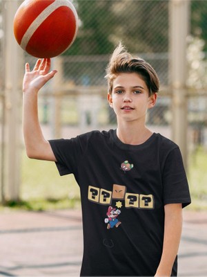 Süper Mario Baskılı Unisex Oyun Çocuk Tişört (1-12 Yaş)