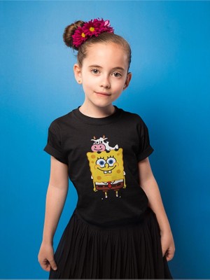 Süngerbob Baskılı Unisex Çizgi Film Çocuk Tişört (1-12 Yaş)