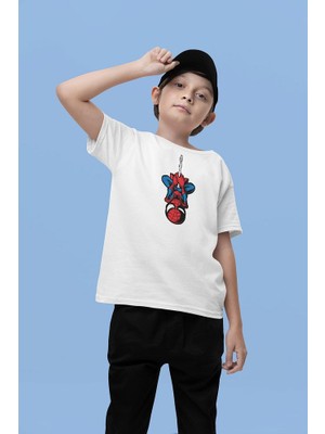 Ağdan Sarkan Örümcek Adam Baskılı Unisex Örümcek Adam Film Çocuk Tişört (1-12 Yaş)