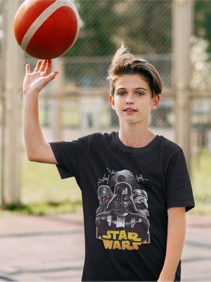 Star Wars Tasarım Baskılı Unisex Film Çocuk Tişört (1-12 Yaş)