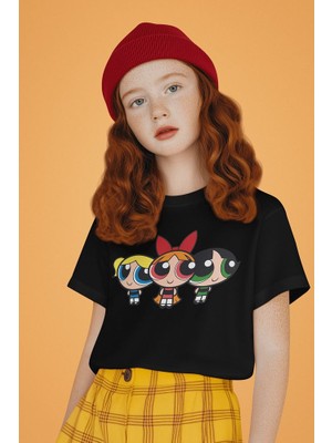 Power Puff Girls Baskılı Unisex Çizgi Film Çocuk Tişört (1-12 Yaş)