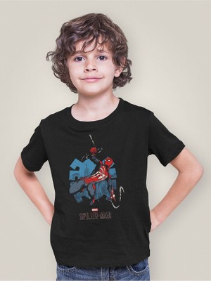 Spider-Man Baskılı Unisex Örümcek Adam Film Kahramanı Çocuk Tişört (1-12 Yaş)