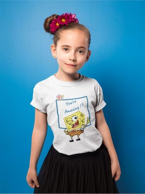 Süngerbob You Are Amazing ! Yazılı Unisex Çizgi Film Çocuk Tişört (1-12 Yaş)