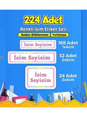 Sb Store Okul Kreş Kişiye Özel Isim Etiket Seti - Model 590 224 Adet Renkli PVC Etiketler