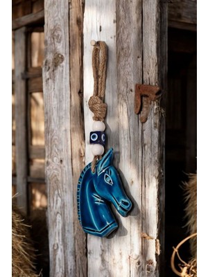 Renkli At Figürlü Seramik El Yapımı Duvar Süsü 9X24 cm