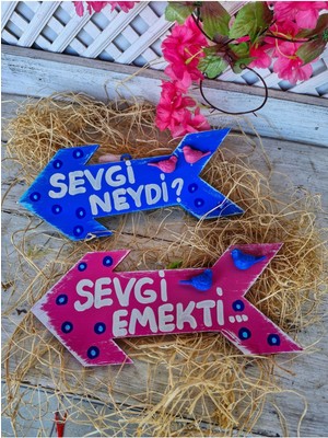 Iki Kişiye Özel Ahşap Sevgi Temalı Bahçe Ağaç Süsü, Ok Tasarımı, El Yapımı