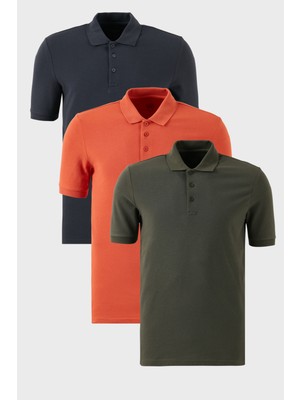 Buratti Pamuklu Regular Fit Düğmeli Polo Yaka 3'lü Paket T Shirt Erkek T Shirt 5902127S3