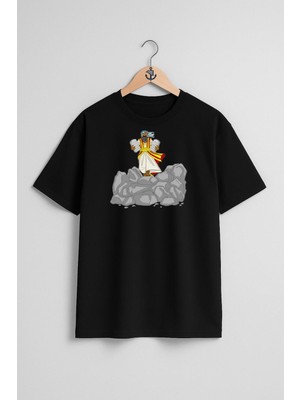 Oversize Incil Hikayesi Mısır Vebaları Jonah Shavuot Göğüs Tasarımlı Unisex T-Shirt